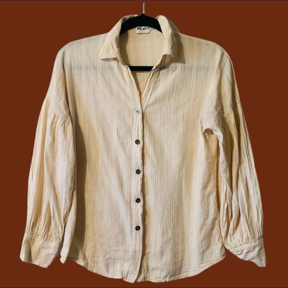 Bohemian Long Sleeve Button Down Textured Blouse My Girl